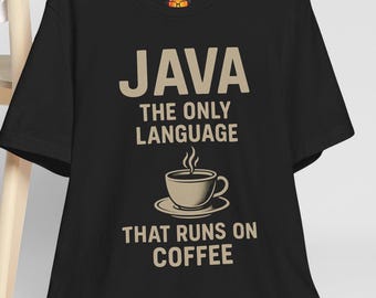 Maglietta unisex per programmatori Java Code Coffee, maglietta regalo per programmatori, maglietta per informatica, maglietta umoristica per programmatori, regalo per amanti di Java