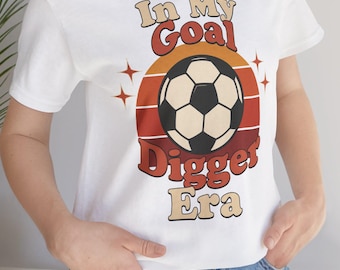 サッカー名言ユニセックスTシャツ、ゴールディガーTシャツ、スポーツファンシャツ、面白いサッカーチームトップ、アスリートへのギフト