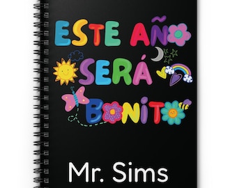 Bilingual Teacher Notebook, Maestra Bilingüe Gift, Spiral Journal, Ruled Lines, Este año sera bonito, Spanish Gift for Teachers, Black