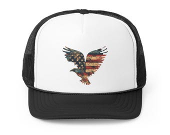 Vaterländischer Adler Trucker-Hut, Amerikanische Flagge Mesh Cap, USA Pride Accessoires, Unisex Sommer Geschenk, 4