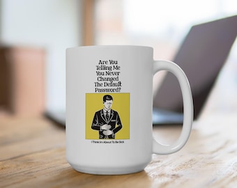 Cyberbeveiliging grappige keramische mok, cadeau computergeek, koffiekopje tech nerd, IT-humor citaat theemok, Office Secret Santa Present