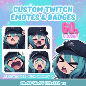 Custom Twitch Emotes Or Kick Emotes | Twitch Emoji for streamer Twitch, Facebook, Discord | Cute Chibi anime style | Twitch Sub Emotes