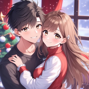 カスタムアニメポートレートカップル、アニメギフト、アニメポートレートかわいい漫画、カップルギフト、誕生日、クリスマスファミリー、記念日、クリスマスギフト