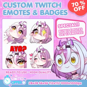 Custom Twitch Emotes, animated emotes, Kick emotes, chibi emotes, High Quality Emotes, Cute Emotes, Emotes commission, Sub badges