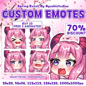 Benutzerdefinierte Twitch Emotes oder Kick Emotes | Twitch-Emotes für Streamer Twitch, Facebook, Discord, Süßer Chibi Anime Stil, Emotes