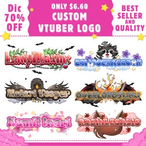 Custom Chibi Cute Animated VTuber Logo for your VTuber, Animated Logo Text, Watermark, Twitch or Kick Streamer