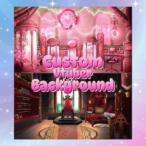Fundo personalizado para Vtuber | Sala estética para streamers | Sala personalizada para Vtuber, Overlay para Twitch, Configuração de streaming, Design de fundo virtual