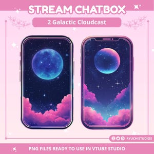 Galaxy Cat Chat Box for Twitch, Custom Stream Overlay, Cute Aesthetic, Stream Setup, Vtuber Just Chatting Scene, Kitty, Kawaii