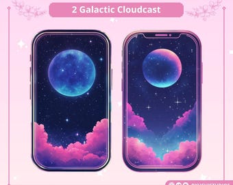 Galaxy Cat Chat Box for Twitch, Custom Stream Overlay, Cute Aesthetic, Stream Setup, Vtuber Just Chatting Scene, Kitty, Kawaii