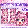 Custom Twitch Emotes Or Kick Emotes | Twitch Emote for streamer Twitch, Facebook, Discord | Cute Chibi anime style | Twitch Emotes, Anime product logo