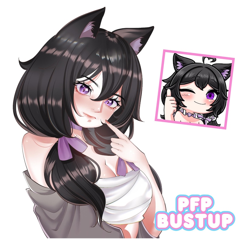 A charming anime pfp featuring a cat girl OC full of personality and style. This anime illustration works beautifully as a profile picture, avatar or icon for twitch creators, profile social media branding and anyone looking for a unique PFP Commission.