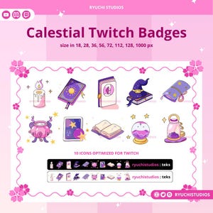 Celestial Mage Equipment Badge Set | Sakura Fantasy Magic | Cute Twitch Sub/Bit Badges | Channel Point Icons | YouTube Discord Roles