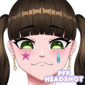 This anime pfp showcases a sweet character with soft expressions and eye-catching details. Perfect for creators seeking a custom avatar, profile picture or icon for profile twitch pages, social media accounts and OC branding through anime illustration.