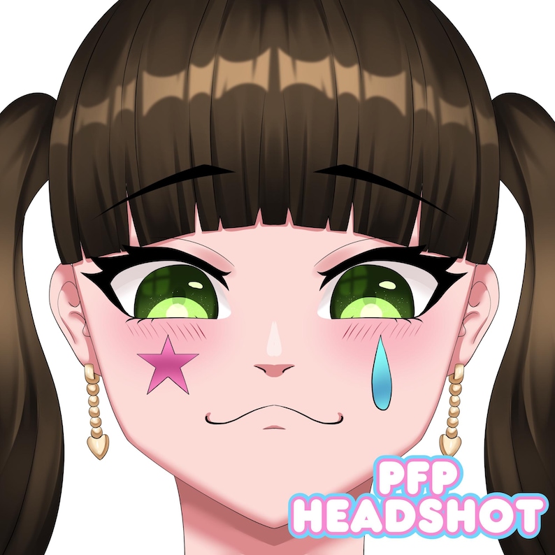 This anime pfp showcases a sweet character with soft expressions and eye-catching details. Perfect for creators seeking a custom avatar, profile picture or icon for profile twitch pages, social media accounts and OC branding through anime illustration.