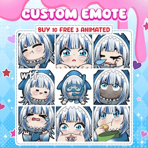 Niestandardowe emotki Twitcha lub emotki kopnięcia | Emotka Twitcha dla streamerów Twitch, Facebook, Discord | Uroczy styl chibi anime