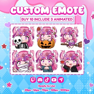 Benutzerdefinierte Twitch-Emotes oder Kick-Emotes | Twitch-Emotes für Streamer auf Twitch, Facebook und Discord, Niedlicher Chibi Anime Stil