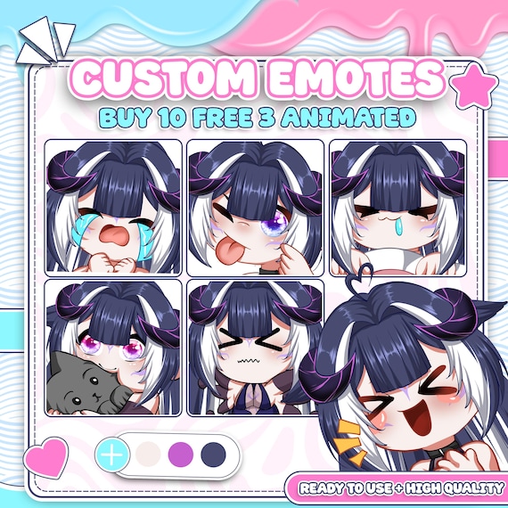 Custom Vtuber Emote | Personalized Static and Animated Twitch Emotes for Vtuber and PNGTuber | Streamer Anime Commission