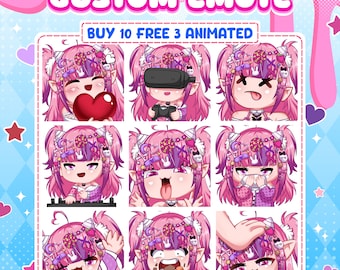 Emote Chibi personnalisée pour le streaming | Emote Discord, Kick et Twitch | Emote personnalisée Chibi | Pack d'émoticônes d'été