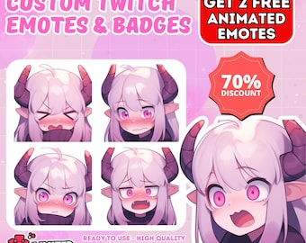 Custom Twitch Emotes Or Kick Emotes | Twitch Emote for streamer Twitch, Facebook, Discord | Cute Chibi anime style | Twitch Emotes, Anime