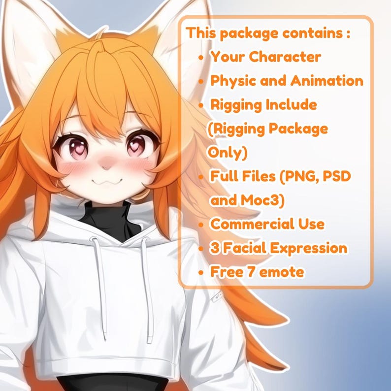 Custom Furry Live2d Vtuber Model: Full Rig & Character Design - Etsy