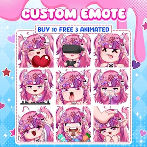 Benutzerdefinierte Twitch Emotes oder Kick Emotes | Twitch-Emotes für Streamer Twitch, Facebook, Discord, Süßer Chibi Anime Stil, Emotes