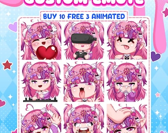 Custom Twitch Emotes Or Kick Emotes | Twitch Emote for streamer Twitch, Facebook, Discord | Cute Chibi anime style | Twitch Emotes, Anime