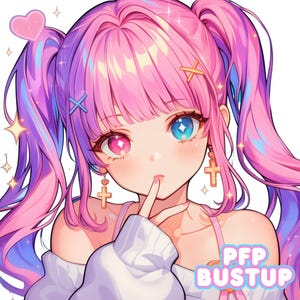 A colorful anime pfp designed around a playful OC with expressive eyes and vibrant energy. Perfect as an avatar, icon and profile picture for twitch channels, profile social media accounts and anime fans looking for custom PFP Commission artwork.