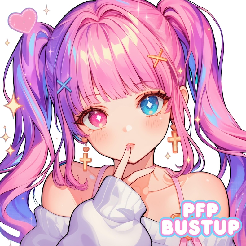 A colorful anime pfp designed around a playful OC with expressive eyes and vibrant energy. Perfect as an avatar, icon and profile picture for twitch channels, profile social media accounts and anime fans looking for custom PFP Commission artwork.
