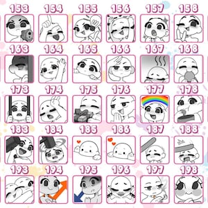 The Vtuber Emotes Gallery showcases hundreds of anime character expressions in one custom Vtuber emote collection. Each Vtuber emote art is created with a consistent Vtuber emote design, perfect for streamer emotes, anime Vtuber emotes, custom emotes, Vtuber badges, Twitch Vtuber, cute Vtuber, and emotes.