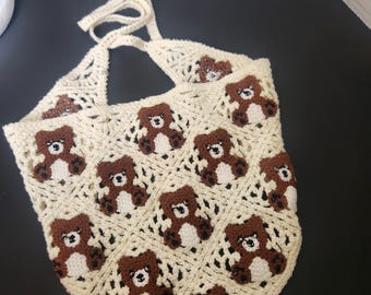 Teddy bear Crochet Head scraf Triangle Knitted Headscarf Handmade Crochet hair accessories for fisherman aesthetic teddy bear design bandana