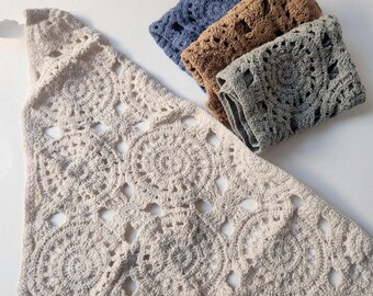 5 Kid size headscarf bundle Brown/Tan Crochet Headscraf Triangle Headband Knitted Handmade hair accessories with assorted earthy colors
