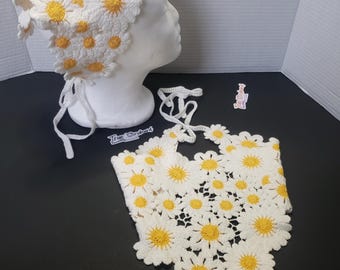 Floral bouquet Crochet Headscraf colorful flower Triangle Headband Knitted Headscarf Handmade Crochet hair accessories