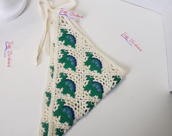 Dino Crochet Headscraf Triangle Headband Knitted Headscarf Handmade Crochet hair accessories fisherman aesthetic Dinosaur design bandana