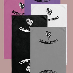 Boxing glove gym towel personalize option