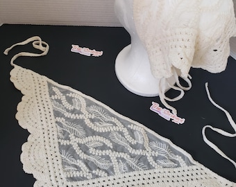 Crochet & lace Headscraf Triangle Headband Knitted Headscarf Handmade Crochet hair accessories fisherman aesthetic lace design bandana