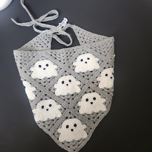 Ghost Crocheted Headscraf headband Triangle Headband Knitted Headscarf Crochet hair accessories spooky season hairband gothic design bandana
