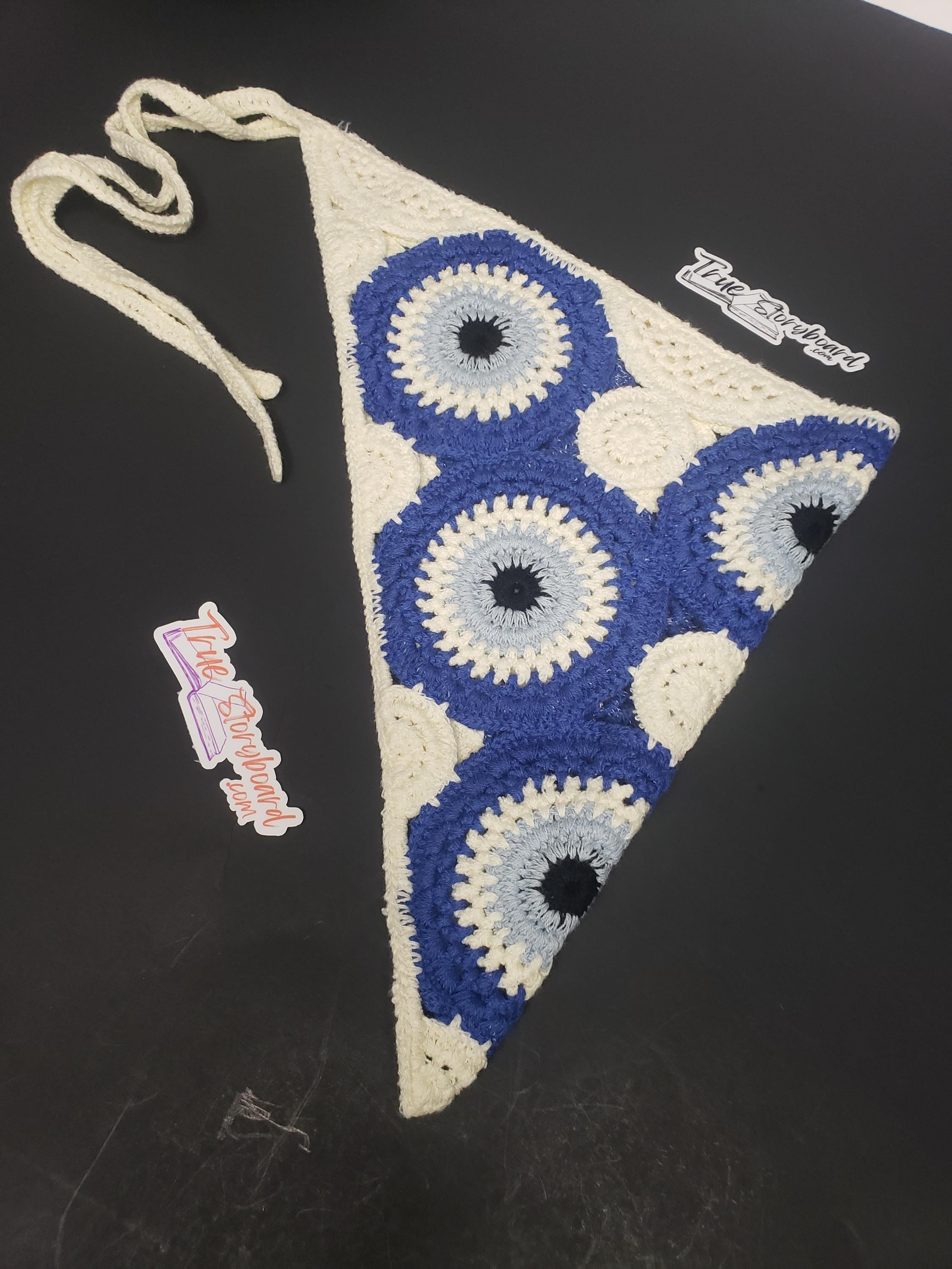 Evil Eye Crocheted Headscraf Handband Triangle Headband Knitted