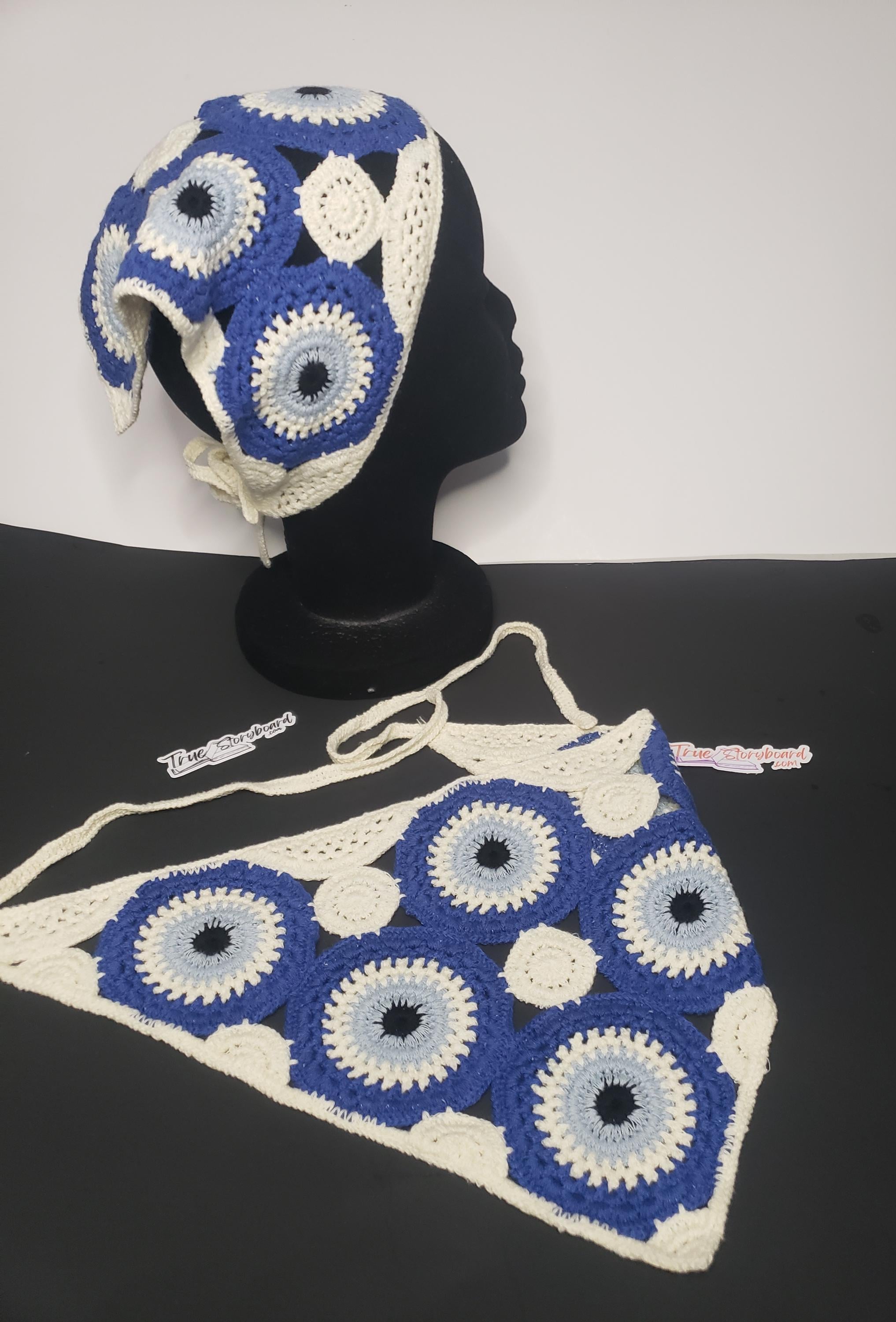 Evil Eye Crocheted Headscraf Handband Triangle Headband  display picture 2
