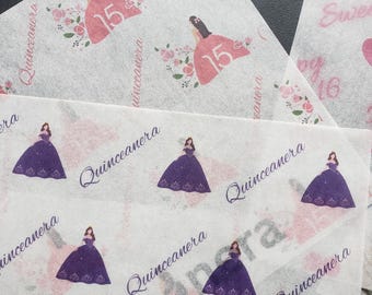 Quinceanera Tissue Paper gift bag tissue paper 15th birthday party tissue paper for pary favor tissue paper for Sweet 16 party tissue paper