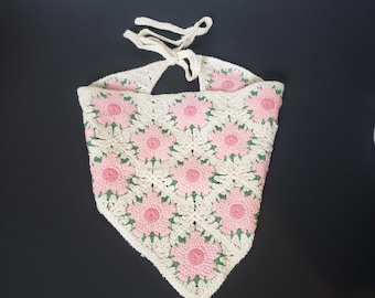 Crocheted Headscraf handband Triangle Headband Knitted Headscarf Handmade Crochet hair accessories fisherman aesthetic flower design bandana