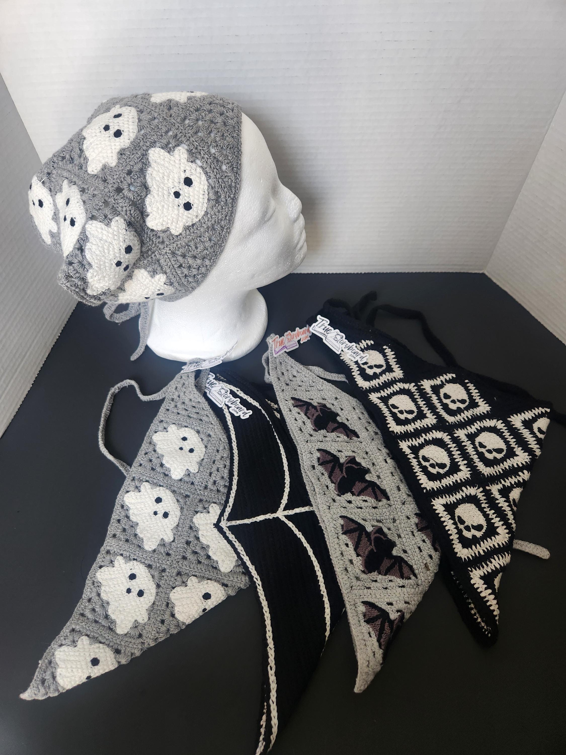 Skull Crocheted Headscraf Gift Set Triangle Headband Knitted 