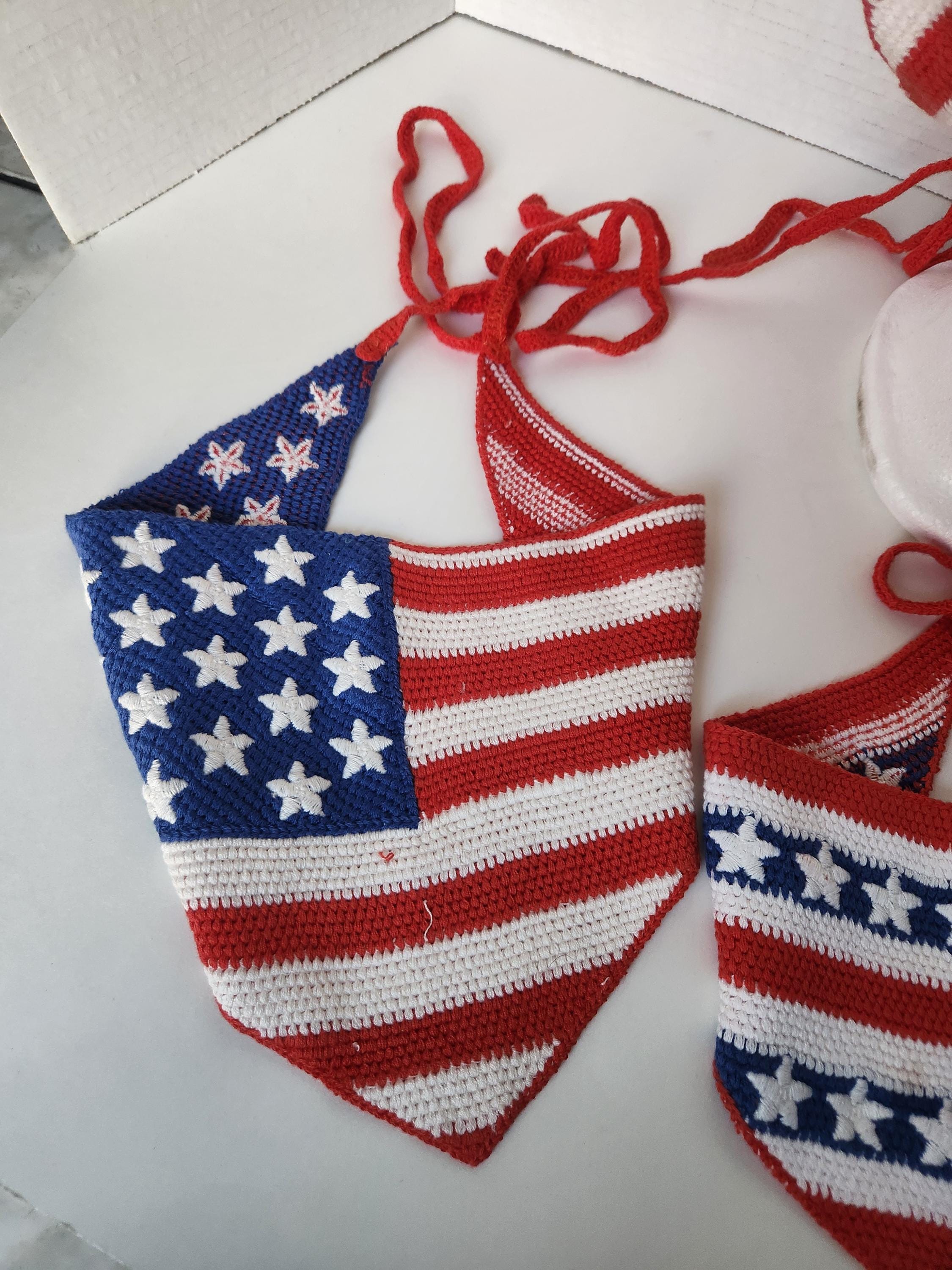 （当時物）（未開封）Alice soft　Handkerchief 3枚組 限定 Red White and Blue Corchet Headscraf Headband Triangle Headband