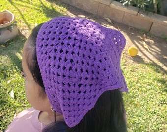 Black Crocheted Headscraf Triangle design Headband Knitted Headscarf Handmade Crochet hair accessories fisherman aesthetic design bandana