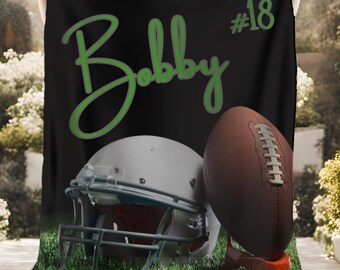 Personalized Football Plush Blanket senior gift sports blanket Football throw blanket for Football player gift for Football game day gift