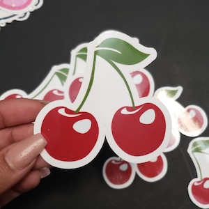 Cherry theme sticker cherry sticker for water bottle cherry decal sticker cherry print sticker fruit lover sticker laptop sticker book love