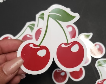 Cherry theme sticker cherry sticker for water bottle cherry decal sticker cherry print sticker fruit lover sticker laptop sticker book love