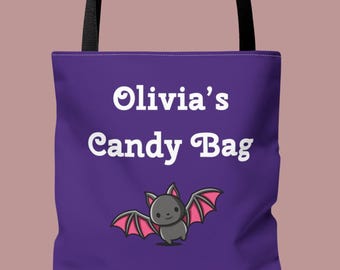 Halloween Candy Bag Personalized goody bag with name for candy trick or treat bag for kid trick or treat reusable personalize tote for candy