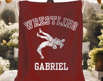 Wrestling Plush Blanket senior gift idea throw blanket for Wrestlers gift for wrestling custom sports gift Game day blanket match blanket