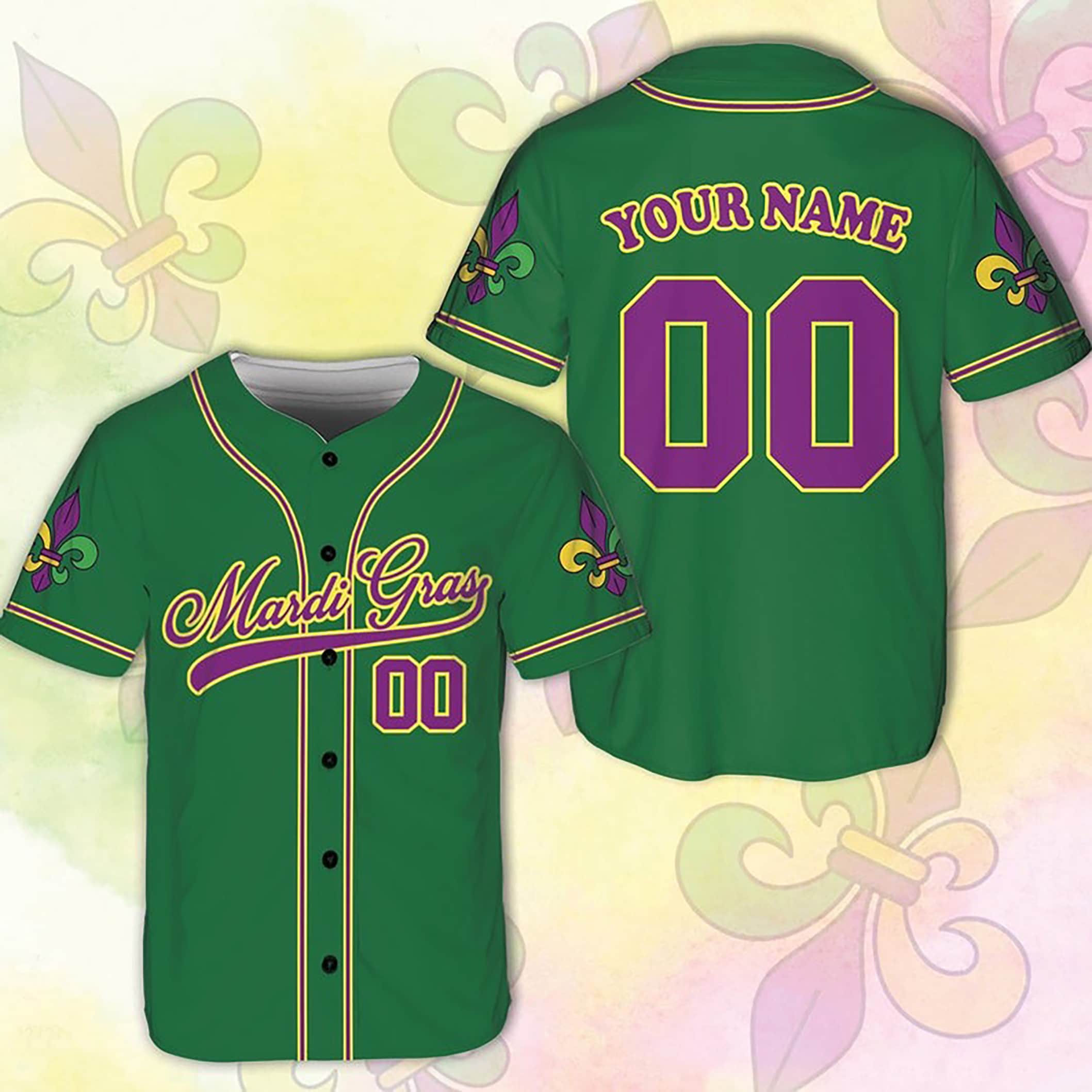 Personalized Mardi Gras Baseball Jersey, Custom Name And Number
