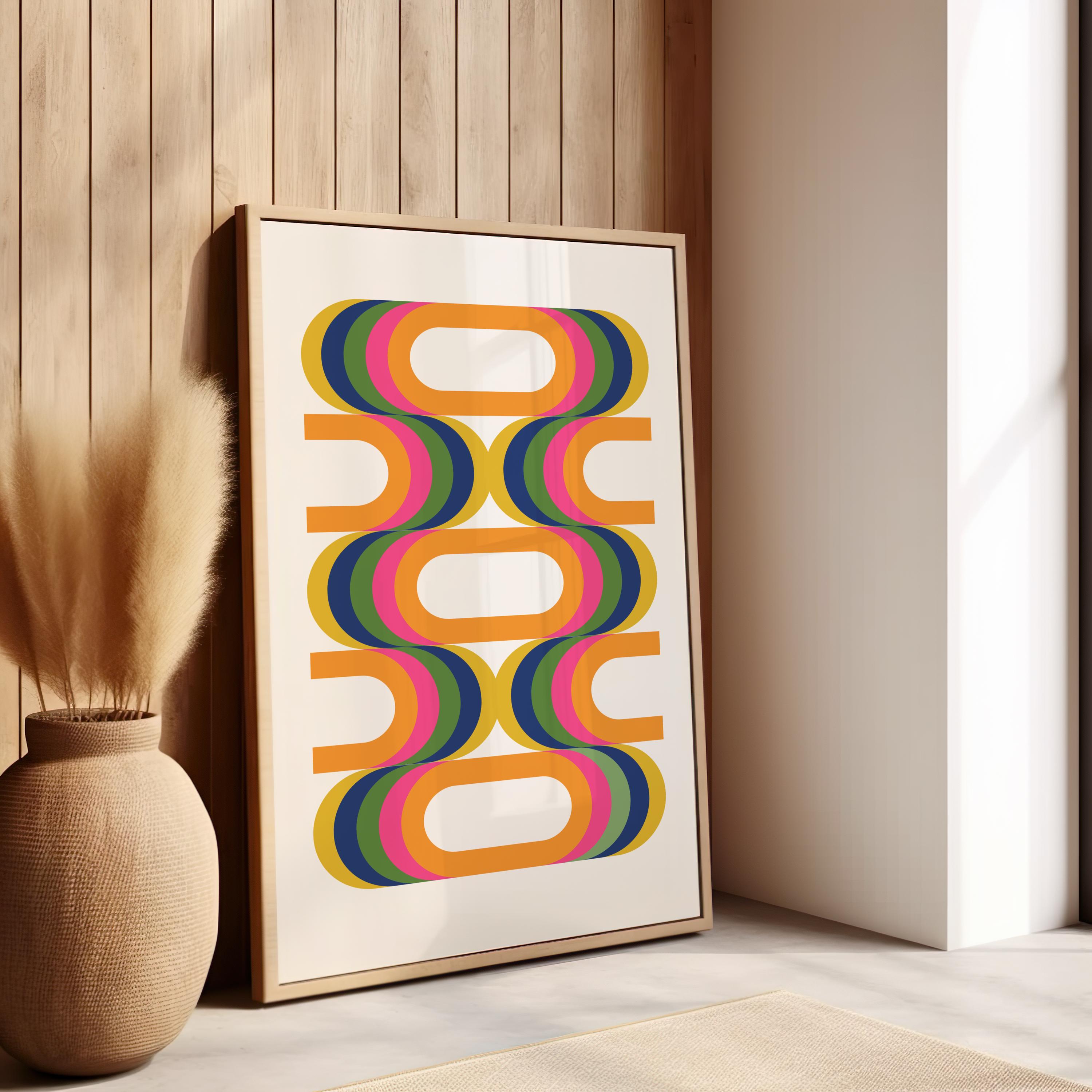 Mid Century Modern Geometric Print: Abstract Retro Wall Art (Digital Download)